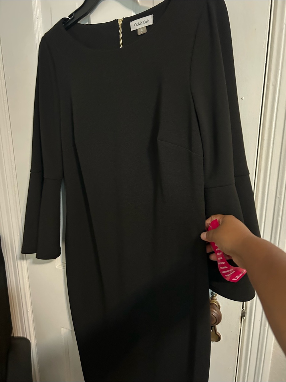 Calvin Klein Black Bell-Sleeve Midi Sheath Dress - Picture 3 of 5